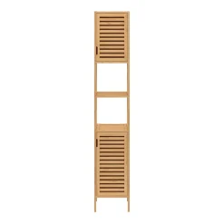 IDMarket Meuble colonne salle de bain bambou BEA 2 portes
