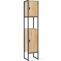 IDMarket Meuble colonne salle de bain DETROIT 2 portes design industriel* Armoire De Salle De Bains