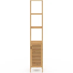 IDMarket Meuble colonne salle de bain bambou BEA 1 porte