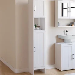 IDMarket Meuble colonne salle de bain WALDO 2 portes blanc* Armoire De Salle De Bains