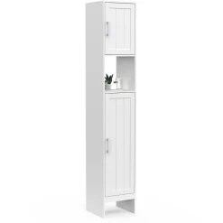 IDMarket Meuble colonne salle de bain WALDO 2 portes blanc* Armoire De Salle De Bains