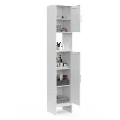 IDMarket Meuble colonne salle de bain WALDO 2 portes blanc* Armoire De Salle De Bains