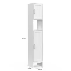 IDMarket Meuble colonne salle de bain WALDO 2 portes blanc* Armoire De Salle De Bains