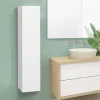 IDMarket Meuble colonne salle de bain suspendu blanc LILA* Armoire De Salle De Bains