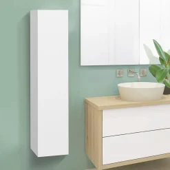 IDMarket Meuble colonne salle de bain suspendu blanc LILA* Armoire De Salle De Bains
