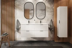 Furnidea Meuble colonne suspendu de salle de bain ADEL BLANC 35 x 140 cm* Colonne De Salle De Bains