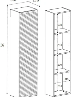 Furnidea Meuble colonne suspendu de salle de bain AURA LOFT noir et chêne 35/136 cm* Colonne De Salle De Bains