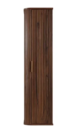 Furnidea Meuble colonne suspendu de salle de bain GLAMOUR coloris noyer foncé 35 x 139 cm* Colonne De Salle De Bains