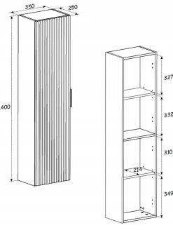 Furnidea Meuble colonne suspendu de salle de bain ADEL CHÊNE 35 x 140 cm