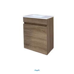 Dileci Meuble compact lave-mains effet bois avec vasque intégrée -
