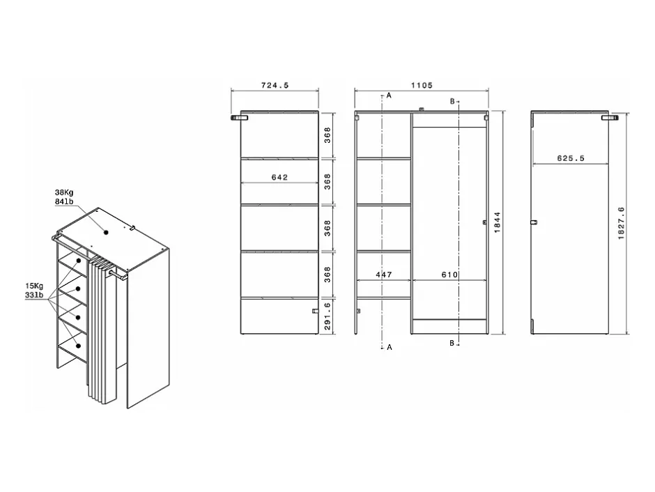 Vente-unique Meuble de buanderie avec rideau pour double machine à laver - Naturel clair - L111 x H184 cm - JAZANO