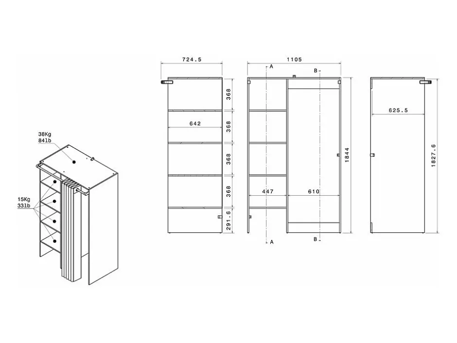 Vente-unique Meuble de buanderie avec rideau pour double machine à laver - Naturel clair - L111 x H184 cm - JAZANO