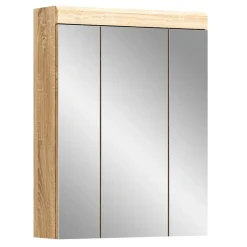 Meublorama Meuble de rangement avec miroir RIDLEY Blanc et chene clair* Miroir Simple