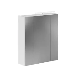 Meublorama Meuble de rangement avec miroirs et LED Blanc laqué KLEANKIN* Armoire De Salle De Bains