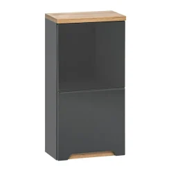 Meublorama Meuble de rangement de salle de bain ERMANO Finition bois et gris brillant, 35 cm* Armoire De Salle De Bains