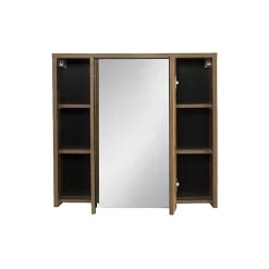 Meublorama Meuble de rangement GABI 80 cm 3 portes miroir Finition ardoise et bois Meuble suspendu* Armoire De Salle De Bains