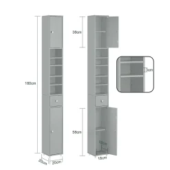 Sobuy Meuble de Rangement Meuble Colonne Armoire de Toilette, BZR34-HG,* Meuble De Salle De Bains Faible Profondeur|Colonne De Salle De Bains