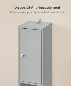 Sobuy Meuble de Rangement Meuble Colonne Armoire de Toilette, BZR34-HG,* Meuble De Salle De Bains Faible Profondeur|Colonne De Salle De Bains
