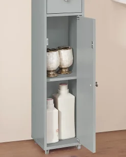 Sobuy Meuble de Rangement Meuble Colonne Armoire de Toilette, BZR34-HG,* Meuble De Salle De Bains Faible Profondeur|Colonne De Salle De Bains
