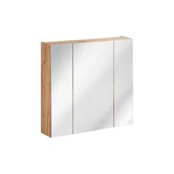 Meublorama Meuble de rangement NALYA 75 cm Chene clair 3 portes avec miroirs suspendu* Armoire De Salle De Bains