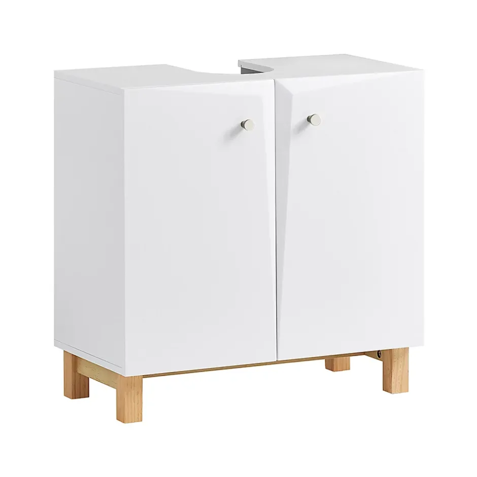 Sobuy Meuble de Rangement pour Salle de Bain avec 2 Portes, BZR92-W,