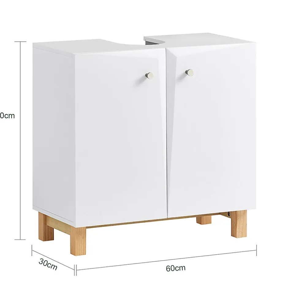 Sobuy Meuble de Rangement pour Salle de Bain avec 2 Portes, BZR92-W,