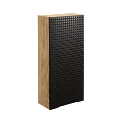 Meublorama Meuble de rangement salle de bain VELNIA 1 porte 35 cm Coloris chene clair et noir Meuble suspendu