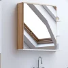 IDMarket Meuble de rangement suspendu avec miroir et étagères pour salle de bain TOMI façon hêtre et blanc