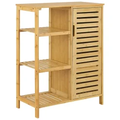 [En.Casa] Meuble de rangement Vetlanda avec étagère pour salle de bain bambou en.casa