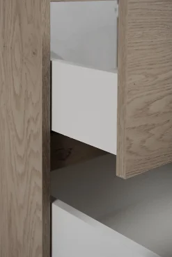 3xE Living Meuble de salle de bain 100 cm (80+20) avec plan de travail supérieur + pieds meuble, Couleur: Chêne Foncé, 100 x 46 x 80,7 cm* Lave-Mains
