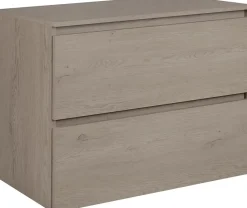 3xE Living Meuble de salle de bain 80 cm avec plan de travail supérieur + pieds meuble, Couleur: Chêne Foncé, 80 x 46 x 80,7 cm