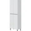 Generic Meuble de salle de bain - double colonne - Blanc brillant - 4 portes - L60 x P35 x H182 cm - DESTAL* Colonne De Salle De Bains
