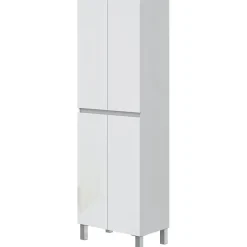 Generic Meuble de salle de bain - double colonne - Blanc brillant - 4 portes - L60 x P35 x H182 cm - DESTAL* Colonne De Salle De Bains