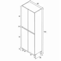 Generic Meuble de salle de bain - double colonne - Blanc brillant - 4 portes - L60 x P35 x H182 cm - DESTAL* Colonne De Salle De Bains