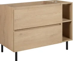 3xE Living Meuble de salle de bain 100 cm (80+20), pieds, Couleur : Chêne Clair, 100 x 46 x 80,7 cm, sans plan de travail* Lave-Mains