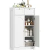 Homcom Meuble de salle de bain - 2 tiroirs, 2 portes, étagères réglables - dim. 60 x 30 x 108 cm - blanc
