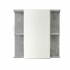 Chb Collection Meuble de salle de bain - Armoire de toilette avec miroir et LED en mélaminé blanc-gris. L-H-P:60-62-20cm* Armoire De Toilette