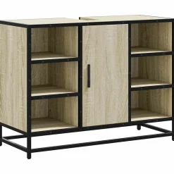 Vidaxl Meuble de salle de bain avec lavabo Chêne Sonoma 80 x 33 x 60 cm Bois d'ingénierie* Meuble Wc