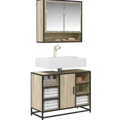 Vidaxl Meuble de salle de bain avec lavabo Chêne Sonoma 80 x 33 x 60 cm Bois d'ingénierie* Meuble Wc