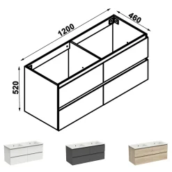AICA Sanitaire Meuble de salle de bain anthracite 120cm, suspendu avec 4 tiroirs* Meuble Sous-Vasque