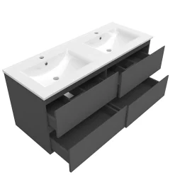 AICA Sanitaire Meuble de salle de bain anthracite 120cm, suspendu avec 4 tiroirs* Meuble Sous-Vasque