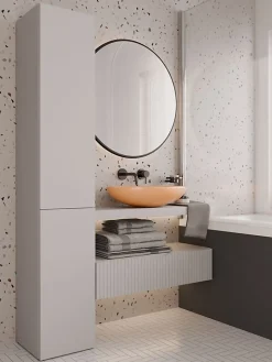 3xE Living Meuble de salle de bain avec panier à linge, cachemire, 174 x 31 x 30cm