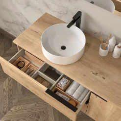 Cosyneo Meuble de salle de bain avec vasque à poser ronde KING - 100cm