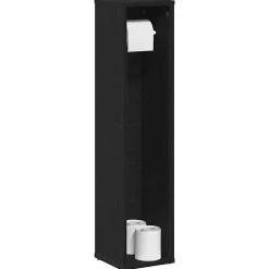 Vidaxl Meuble de salle de bain avec porte-rouleau noir 20,5x20x90 cm* Meuble Wc