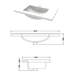 AICA Sanitaire Meuble de salle de bain avec lavabo, 80 cm, 2 tiroirs avec fermeture amortie, meuble suspendu blanc