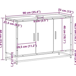 Vidaxl Meuble de salle de bain avec lavabo Chêne Sonoma 90 x 33 x 60 cm Bois d'ingénierie