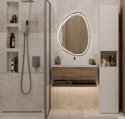 3xE Living Meuble de salle de bain avec panier à linge, cachemire, 174 x 31 x 30cm* Armoire De Salle De Bains