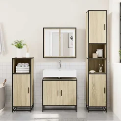 Vidaxl Meuble de salle de bain avec lavabo Chêne Sonoma 65 x 33 x 60 cm Bois d'ingénierie* Meuble Wc