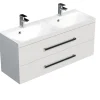 Naturel Meuble de salle de bain avec double vasque Cube Way 120x40 cm blanc brillant (CUBE2120ZBL)