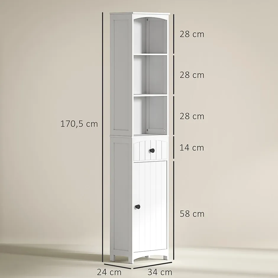 ProximaX Meuble de salle de bain, armoire haute à 3 étagères et 1 tiroir, étagère de salle de bain, meuble de salle de bain, blanc* Meuble Wc